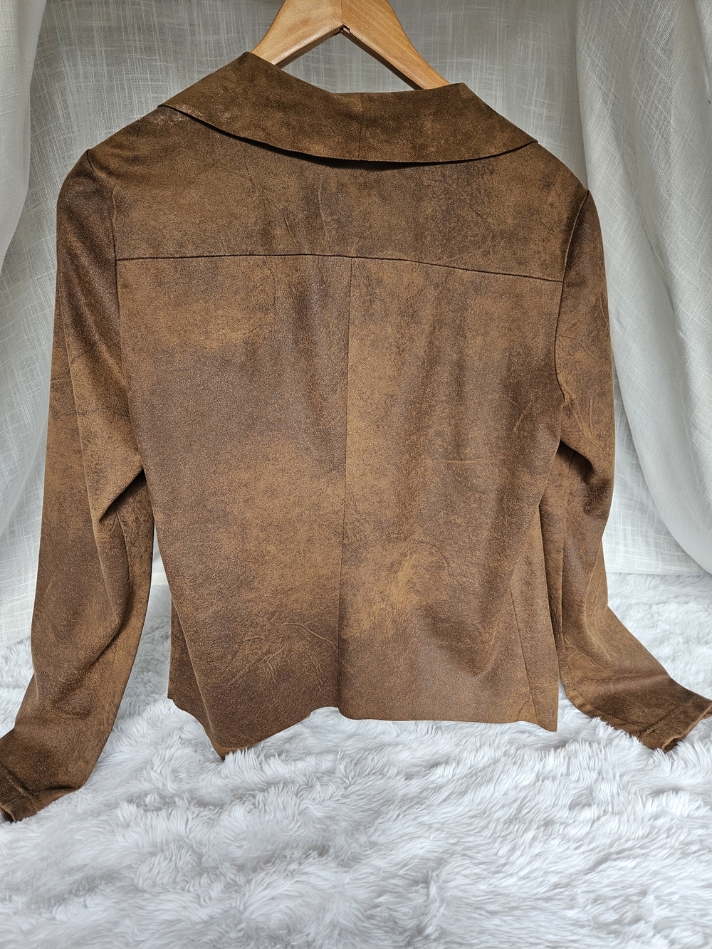 bagatelle Brown Suede Draped Open Jacket - Picture 8 of 10